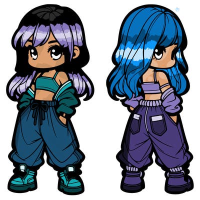 girl in crop top and baggy pants