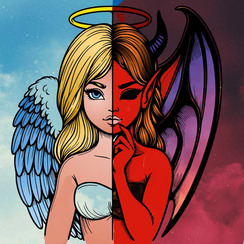 realistic angel half demon