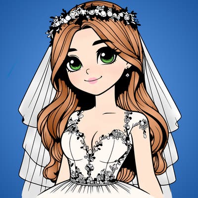 realistic girl in a wedding dress