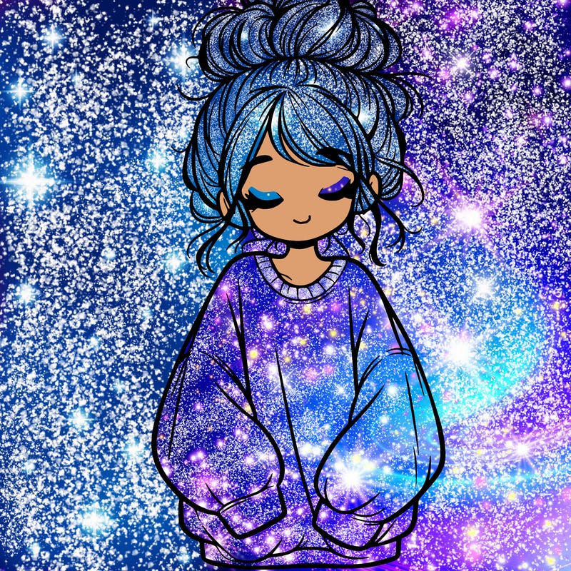 girl with baggy sweatshirt and messy bun