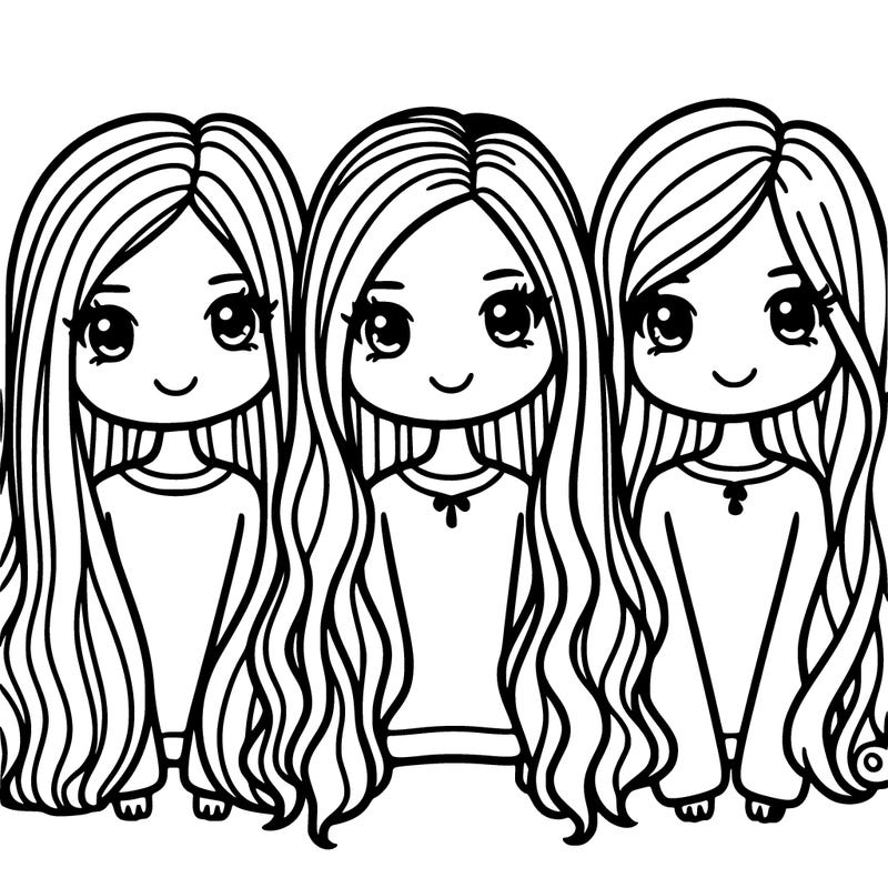three girls with long straight hair and one with curls
