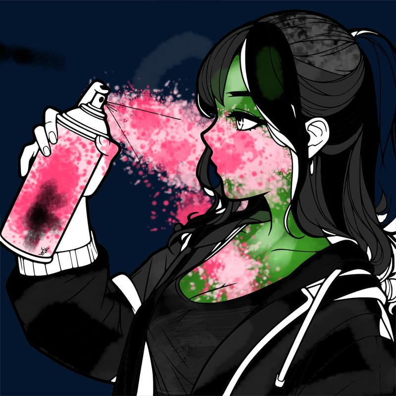 a realistic girl spray, painting