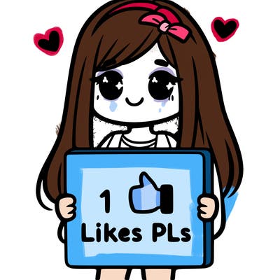 girl holding a sign saying 10 likes pls