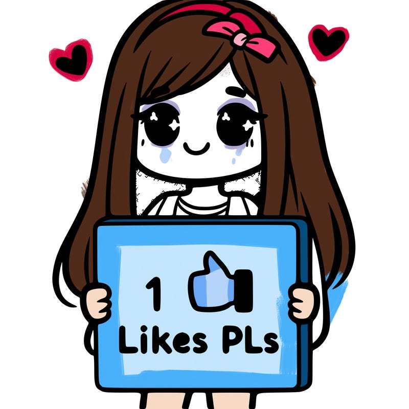 girl holding a sign saying 10 likes pls