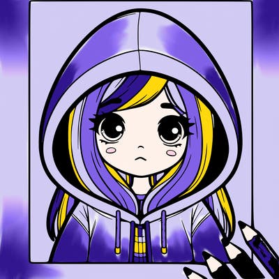 girl with big hoodie