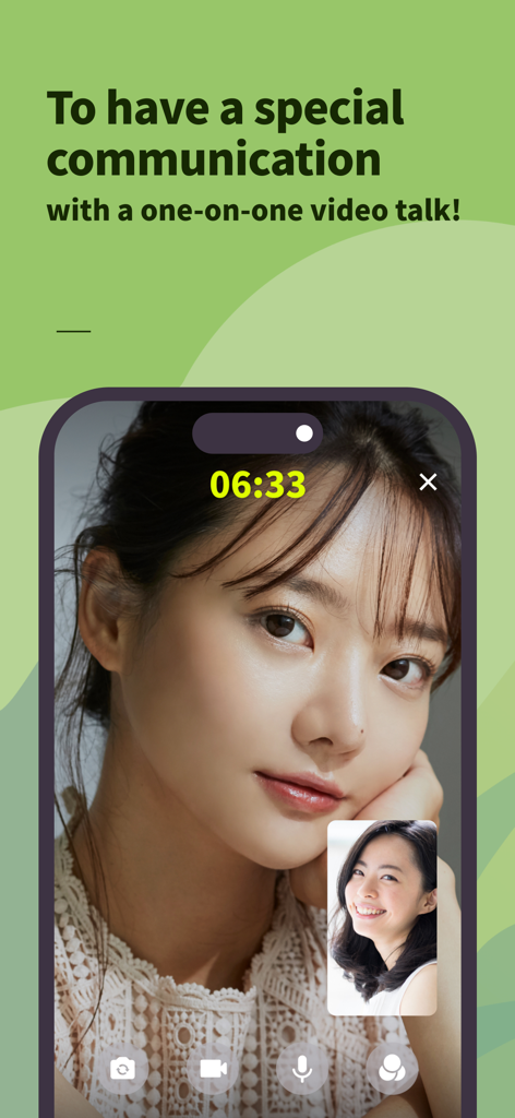 A smartphone screen showing the Bitfan app one on one video talk feature between a creator and a fan