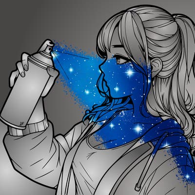a realistic girl spray, painting