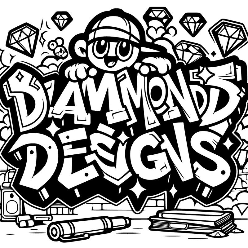 graffiti font with graffiti background saying “diamond designs”