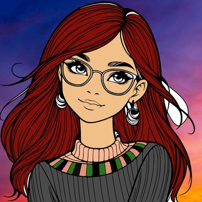 realistic girl with glasses