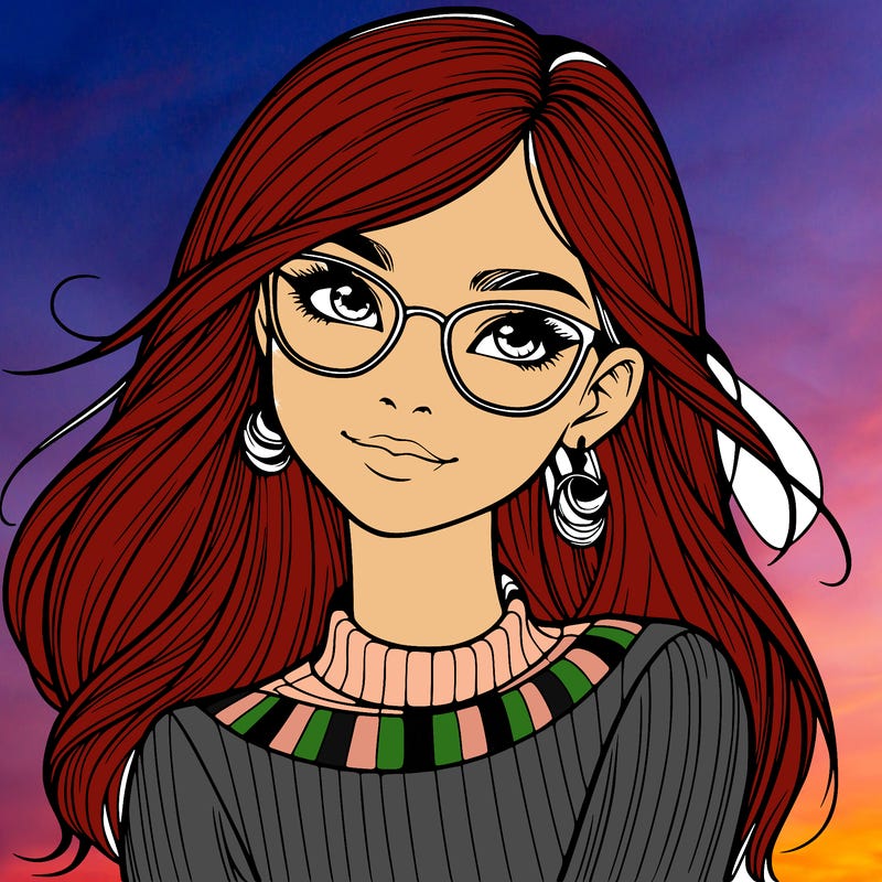 realistic girl with glasses