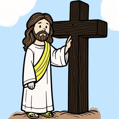 jesus standing beside the cross