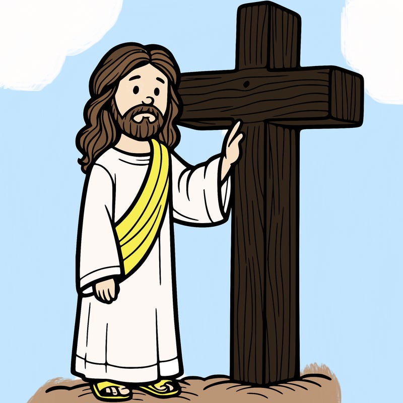 jesus standing beside the cross