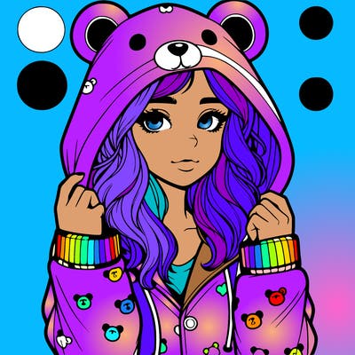 realistic girl in a animal pjs hoodie