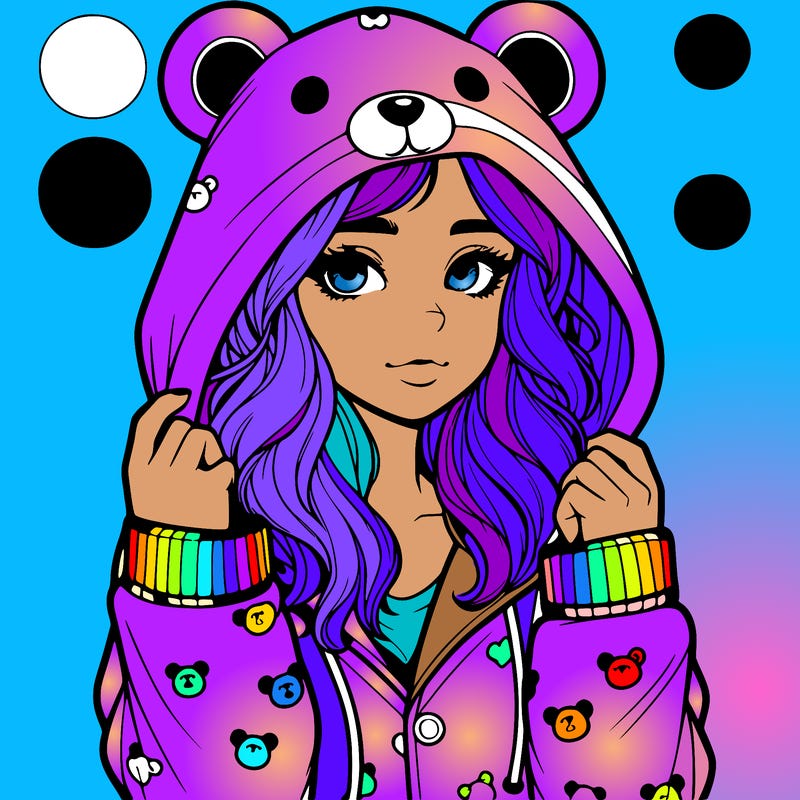 realistic girl in a animal pjs hoodie