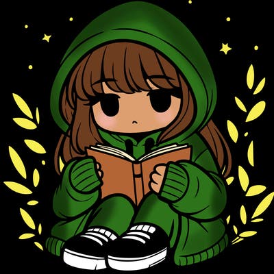girl in oversized hoodie reading a book
