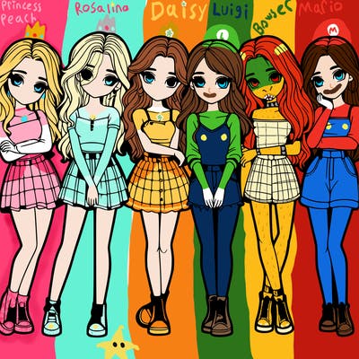 a group of girls realistic