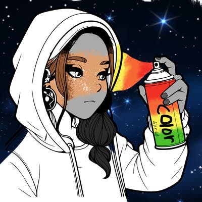 a realistic girl, spray painting