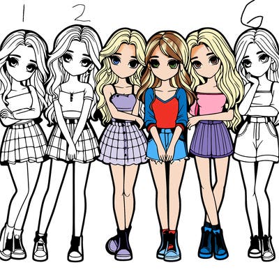 a group of girls realistic