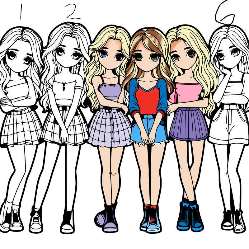 a group of girls realistic