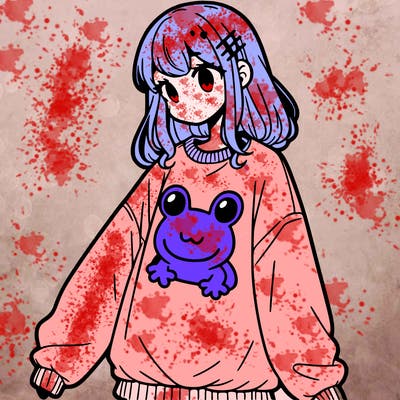 girl wearing frogging sweatshirt
