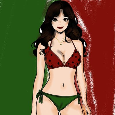 realistic girl with a revealing swimsuit