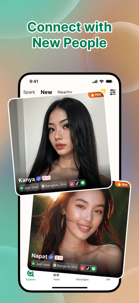 Higo: Local Meet Global - Higo app interface showing profiles of local women in Bangkok to connect with travelers.