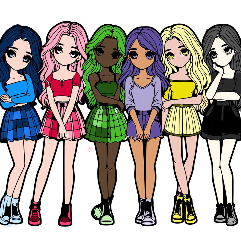 a group of girls realistic