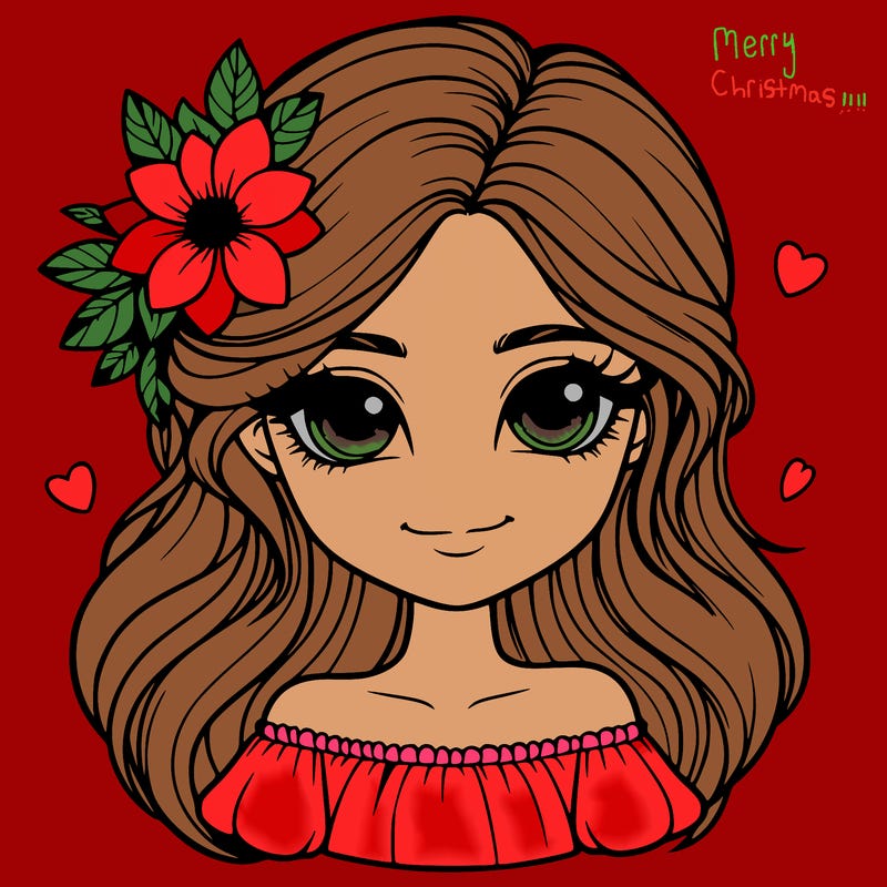 realistic girl with flower in hair