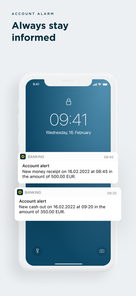Commerzbank Banking - 실시간 은행 계좌 알림 및 거래 알림을 표시하는 스마트폰 잠금 화면