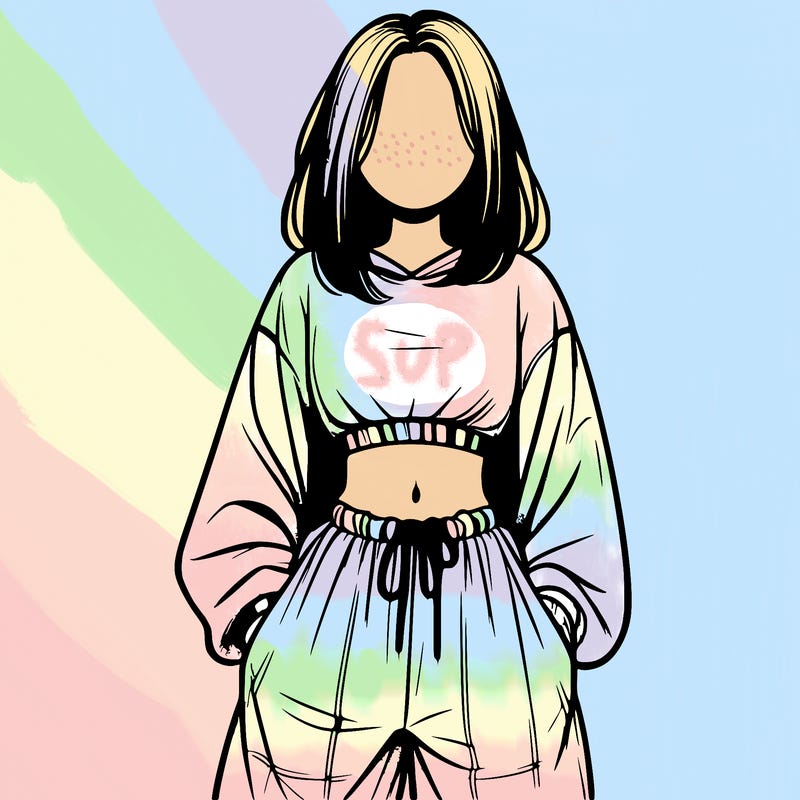 realistic girl faceless with baggy pants and a crop top