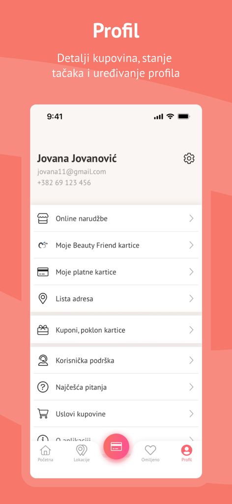 Cosmetics BF - Cosmetics BF mobile app user profile page showing account options and loyalty program details