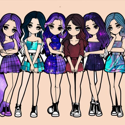 a group of girls realistic