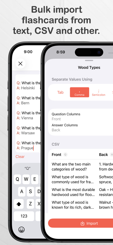 Benkyo Box - Benkyo BoxでのCSVおよびテキストのバルクフラッシュカードインポートインターフェイス