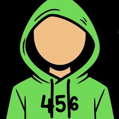 a person with non face waering a hoodie with a 456 symbol
