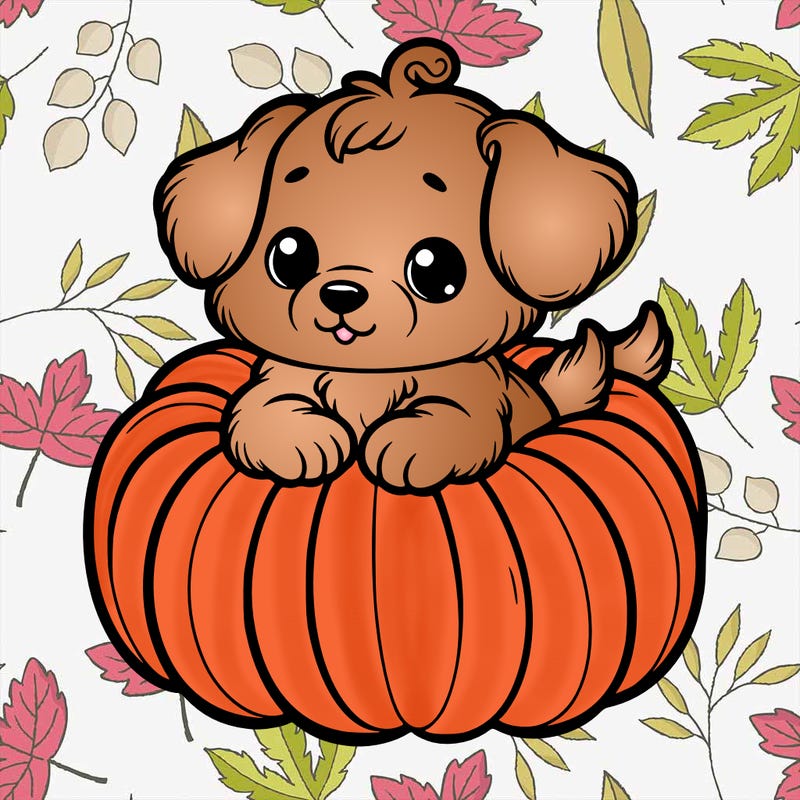 cute little puppy in a pumpkin