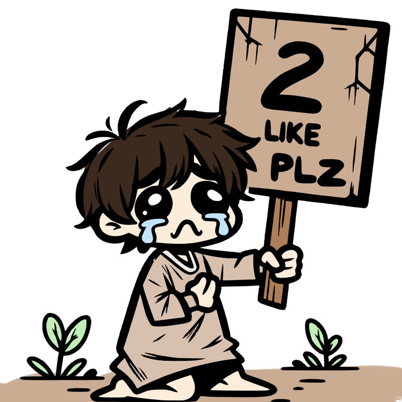 small poor toddler crying with sign that says 2 like plz