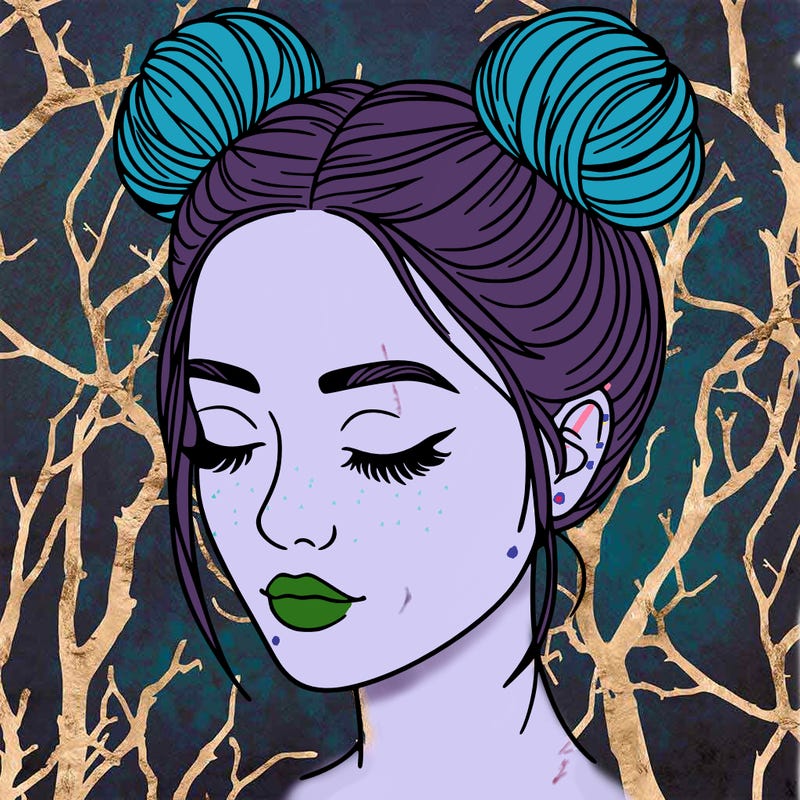 woman with hair buns