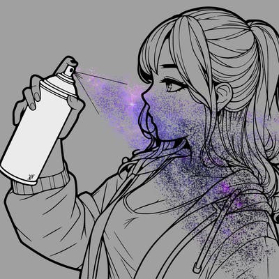 a realistic girl spray, painting