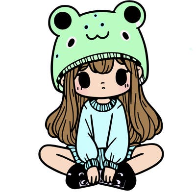 a girl wearing a frog hat and some frog socks
