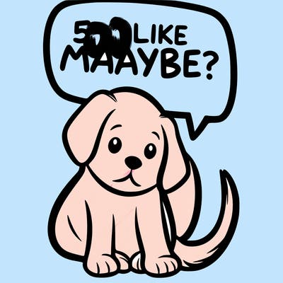 a puppy that says 5 like maybe