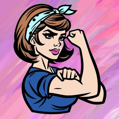 strong woman with a 60s american ad style