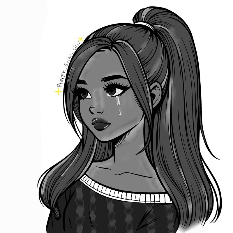 realistic girl with a high ponytail