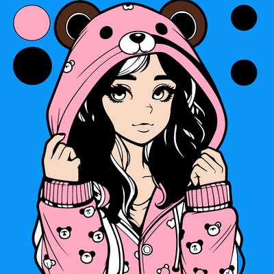realistic girl in a animal pjs hoodie