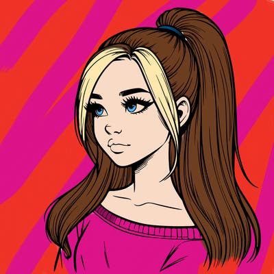 realistic girl with a high ponytail