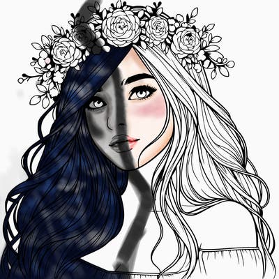 realistic girl with flower crown