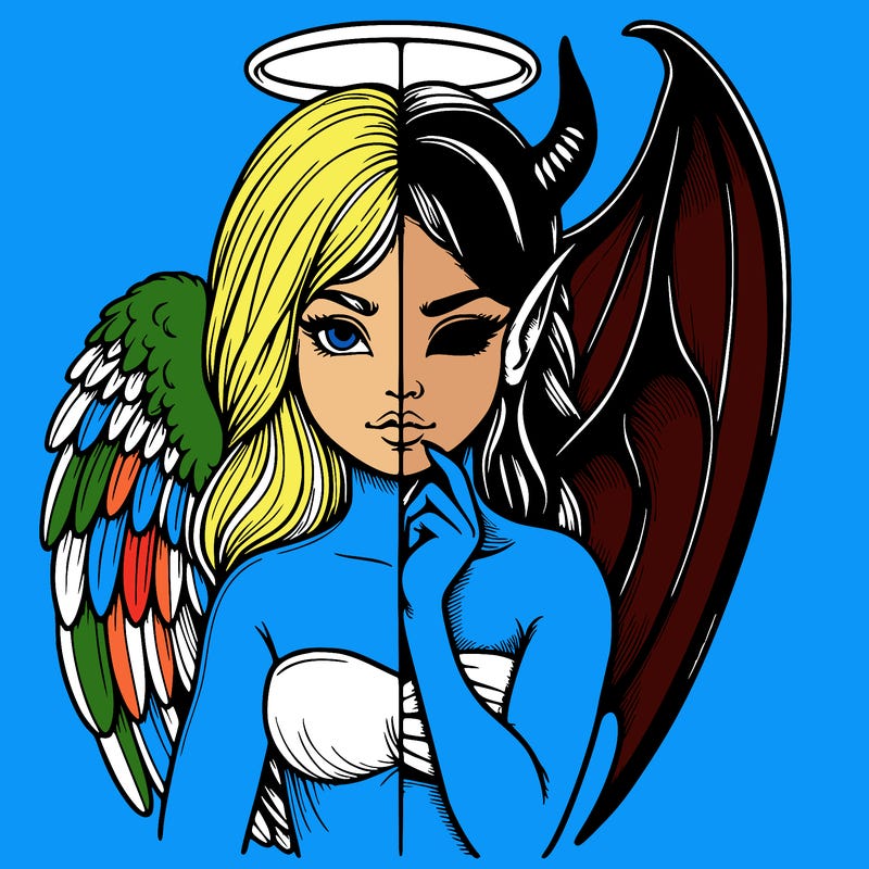 realistic angel half demon