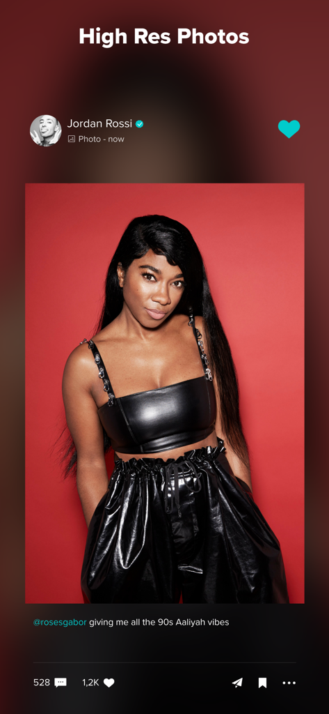 VERO - A high resolution photo post on the VERO social media app showing a portrait and engagement metrics