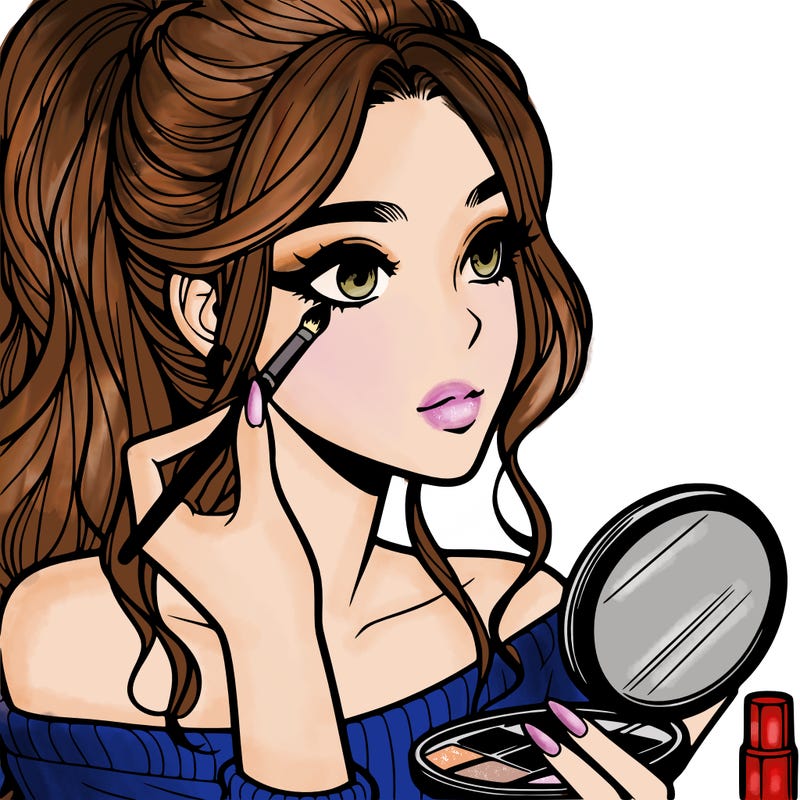 a realistic girl doing her makeup