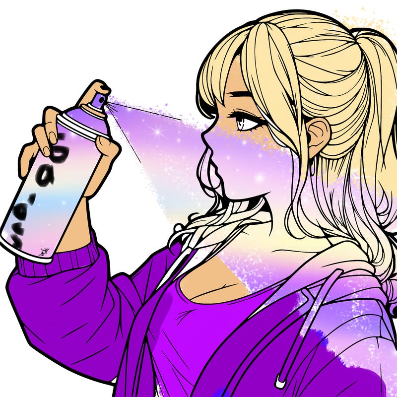 a realistic girl spray, painting