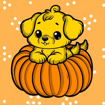 cute little puppy in a pumpkin